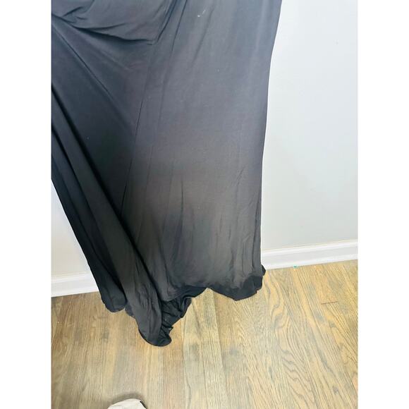 LA FEMME Black Ruched Cutout Back Jersey Trumpet Slit Gown Dress Size 8z - Picture 10 of 10